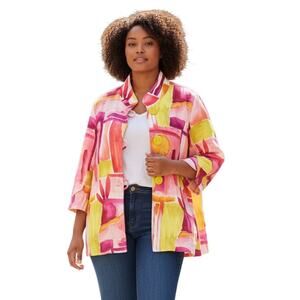 IC COLLECTION $228 abstract art print jacket link multi size XXL